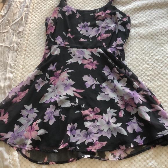 REVOLVE- Lucca Couture- Mini Sleeveless Dress in Black and Lavender Floral - S - Picture 2 of 7